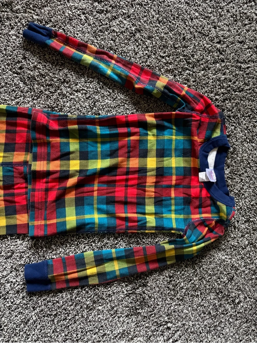 Hanna Andersson organic multi color Plaid Long John Pajama Set.